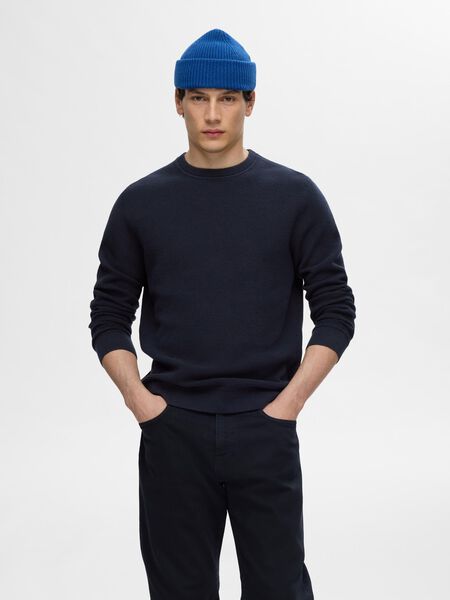 Selected 100% COTTON CREWNECK JUMPER, Dark Sapphire, highres - 16094385_DarkSapphire_003.jpg