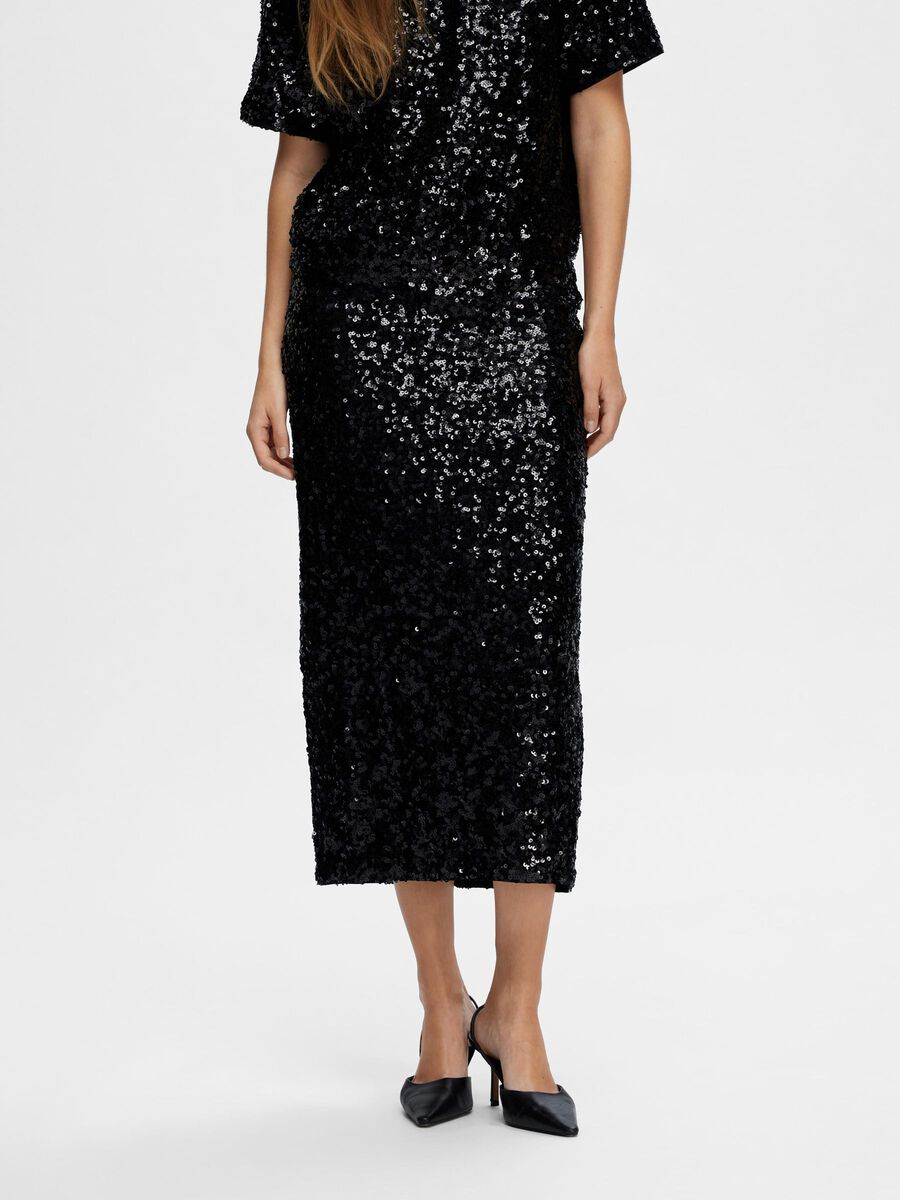 Selected SEQUIN MIDI SKIRT, Black, highres - 16094371_Black_003.jpg