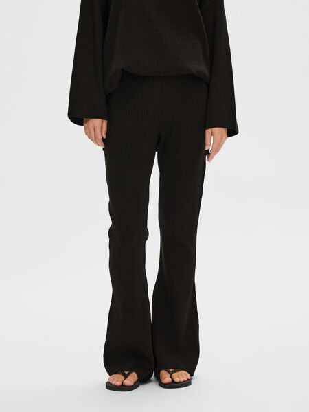 Selected KNITTED FLARED TROUSERS, Black, highres - 16093214_Black_003.jpg