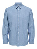 Selected LINEN AND ORGANIC COTTON SLIM FIT SHIRT, Medium Blue Denim, highres - 16078870_MediumBlueDenim_839575_001.jpg