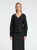 Selected PINSTRIPE VISCOSE BLEND V-NECK TOP, Black, highres - 16095991_Black_1146496_003.jpg