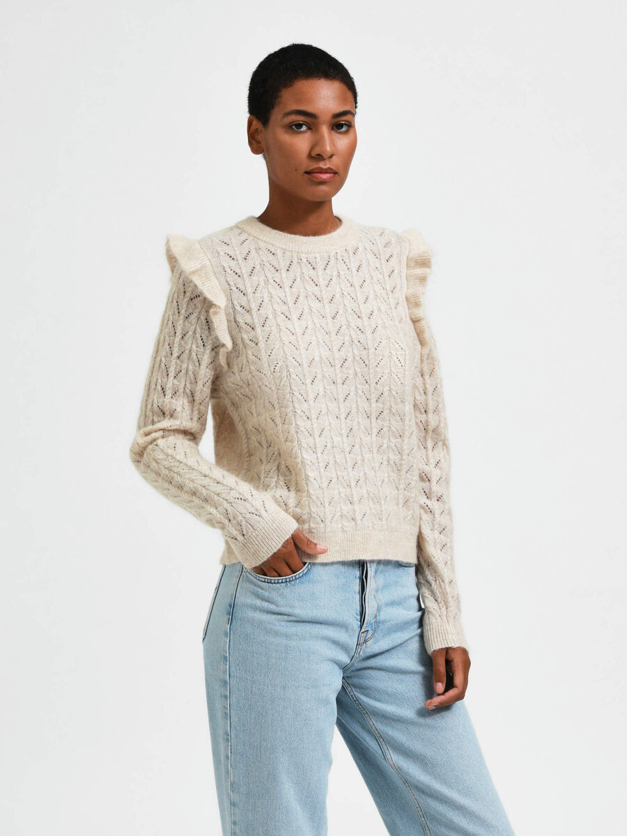 Selected FRILLED KNITTED PULLOVER, Birch, highres - 16087703_Birch_986915_003.jpg