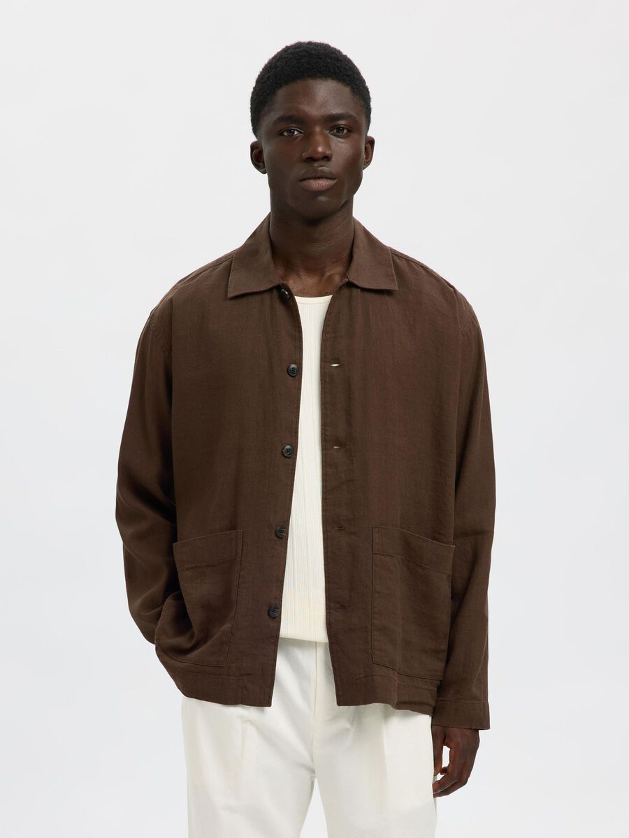 Selected LINEN BLEND OVERSHIRT, Demitasse, highres - 16097678_Demitasse_003.jpg