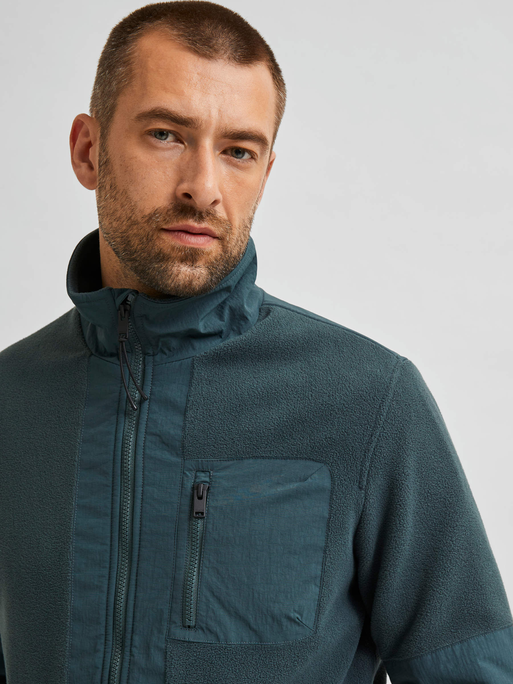 High neck fleece jacket | Selected