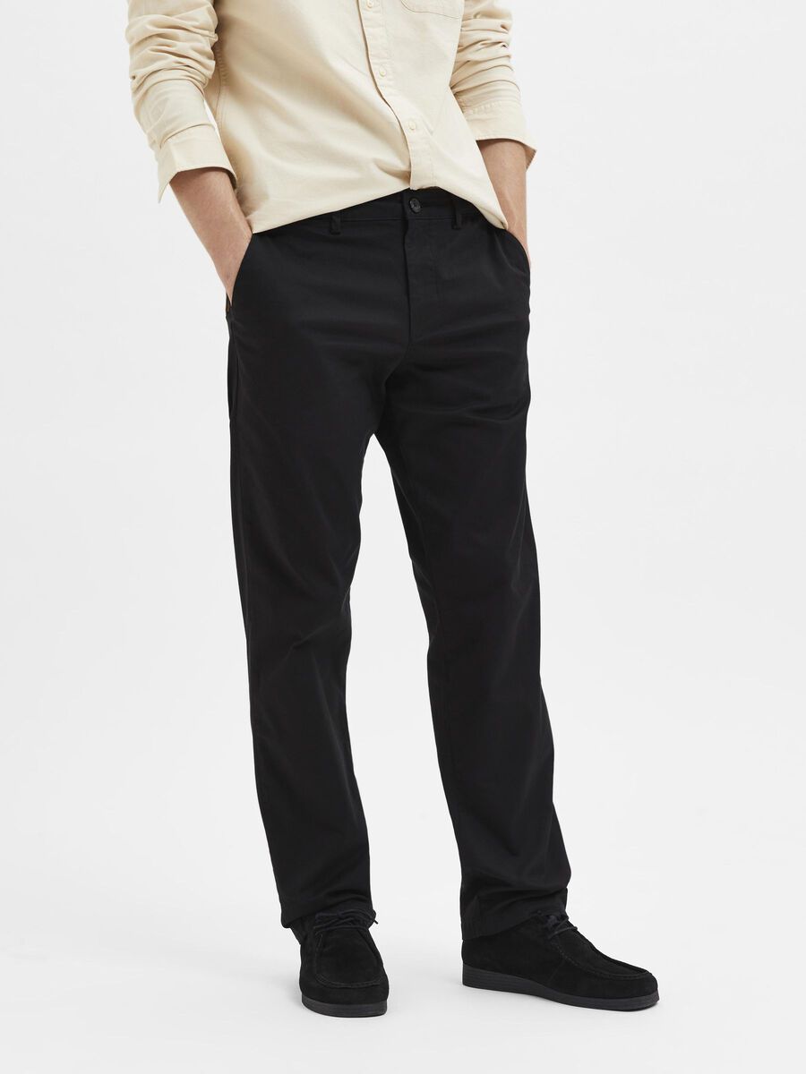196 STRAIGHT FLEX CHINOS Black HOMME® | SELECTED 