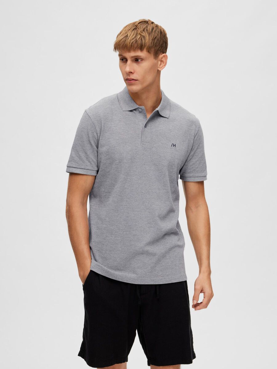 Selected CLASSIQUE POLO, Medium Grey Melange, highres - 16087839_MediumGreyMelange_003.jpg