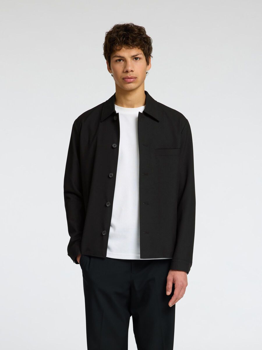 Selected TAILORED OVERSHIRT, Black, highres - 16096572_Black_003.jpg