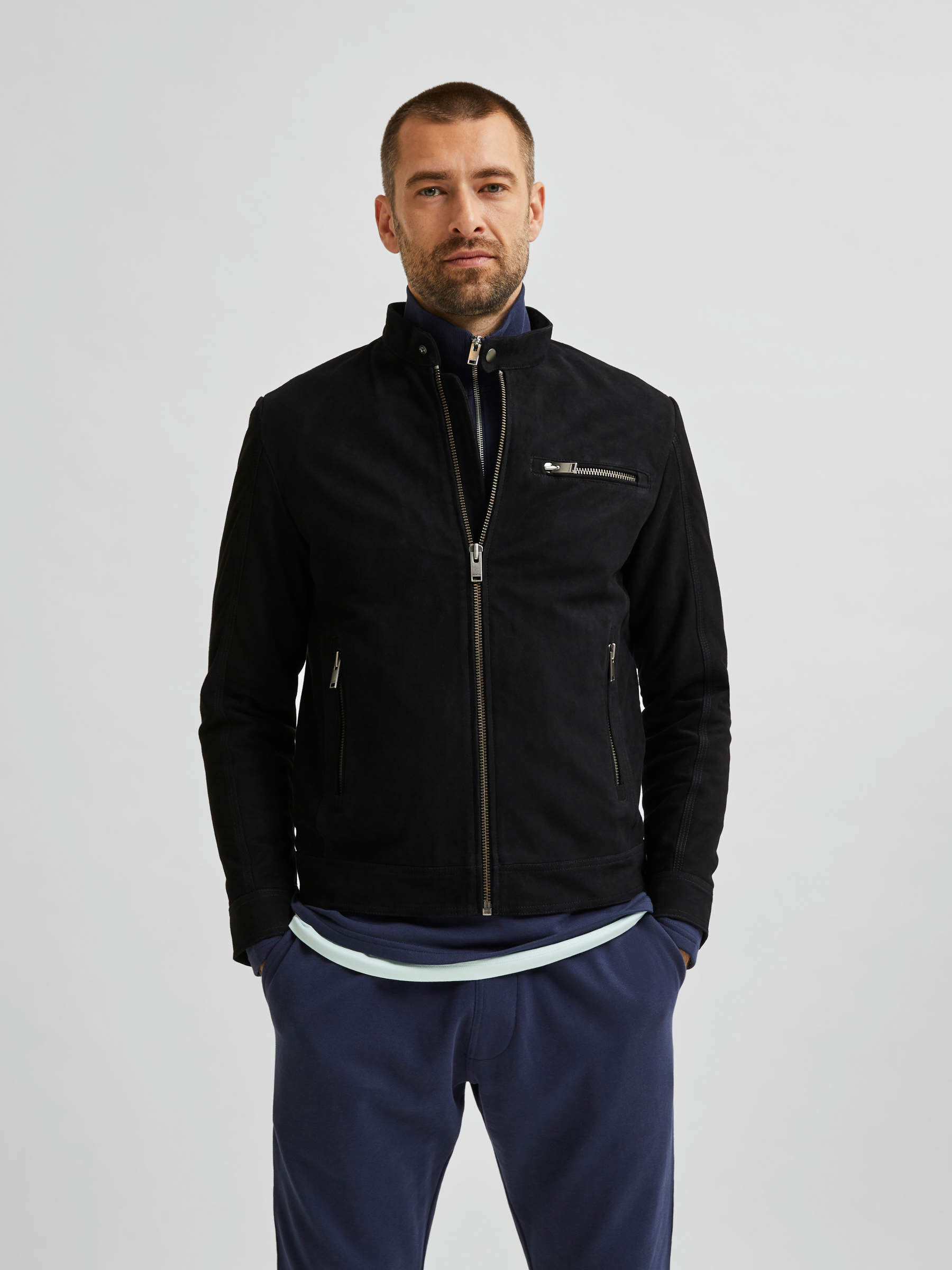 Selected homme suede racer jacket shop