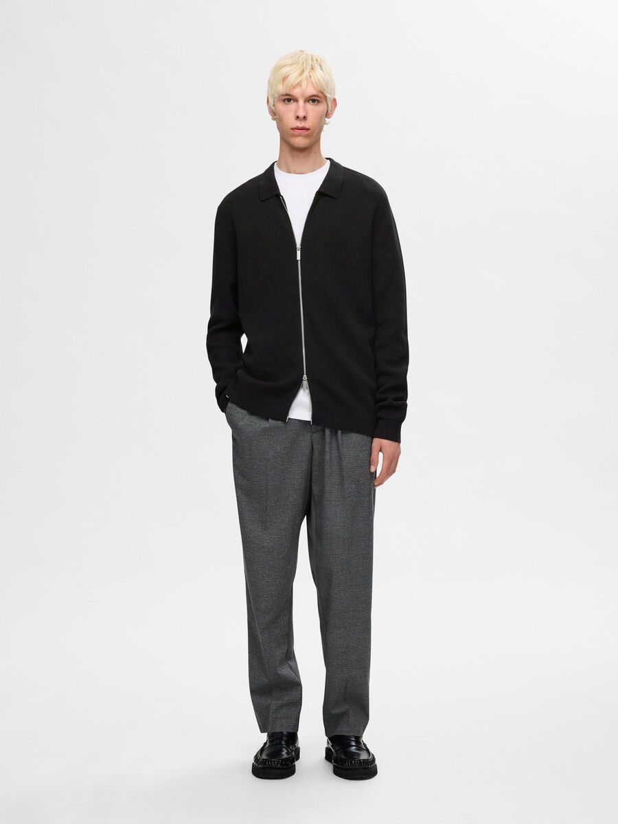 Selected STRIKKET CARDIGAN MED GLIDELÅS FORAN, Black, highres - 16094493_Black_005.jpg