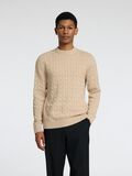 Selected CABLE KNIT KNITTED JUMPER, Oatmeal, highres - 16087876_Oatmeal_003.jpg