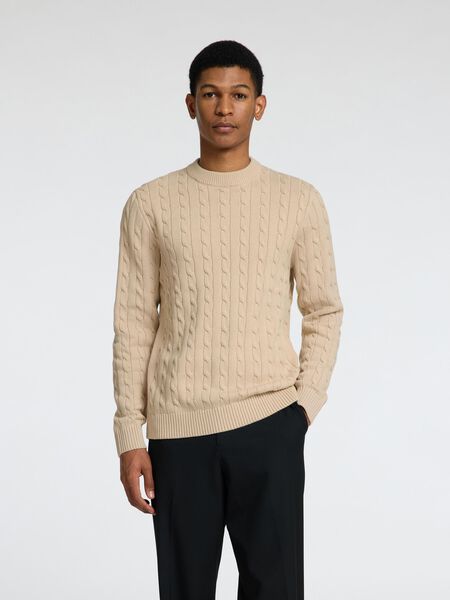 Selected CABLE KNIT KNITTED JUMPER, Oatmeal, highres - 16087876_Oatmeal_003.jpg