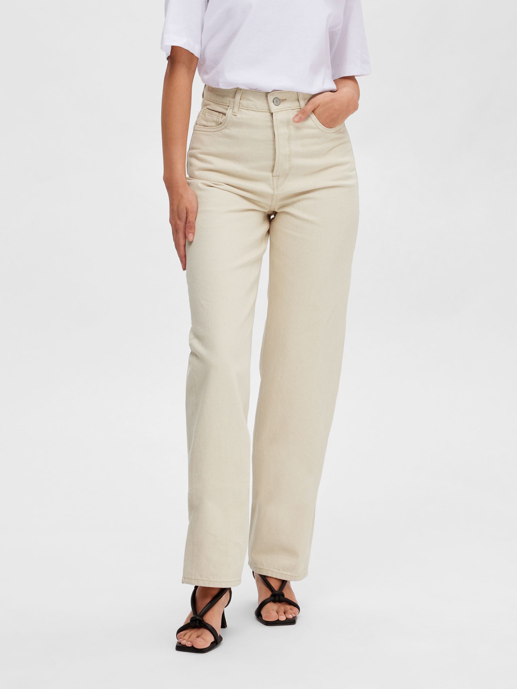 Beige straight online leg jeans