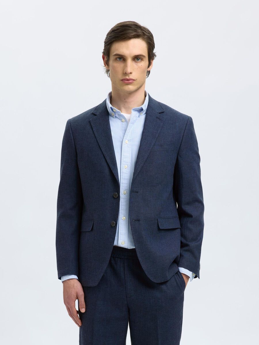 Selected REGULAR FIT SINGLE-BREASTED BLAZER, Dark Navy, highres - 16093870_DarkNavy_003.jpg