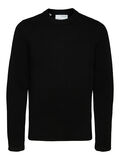 Selected RIBBED KNITTED PULLOVER, Black, highres - 16081164_Black_001.jpg