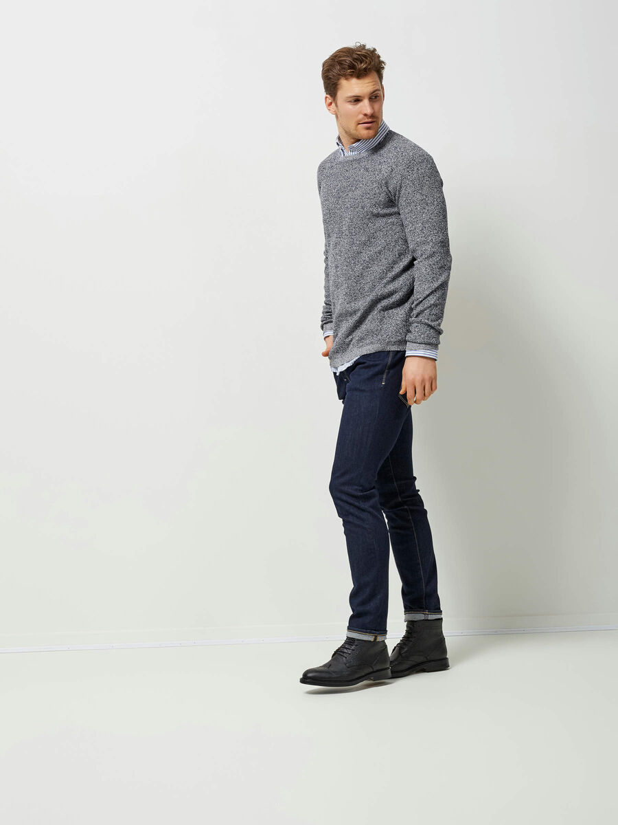 Selected CREW NECK- PULLOVER, Marshmallow, highres - 16041852_Marshmallow_543171_005.jpg