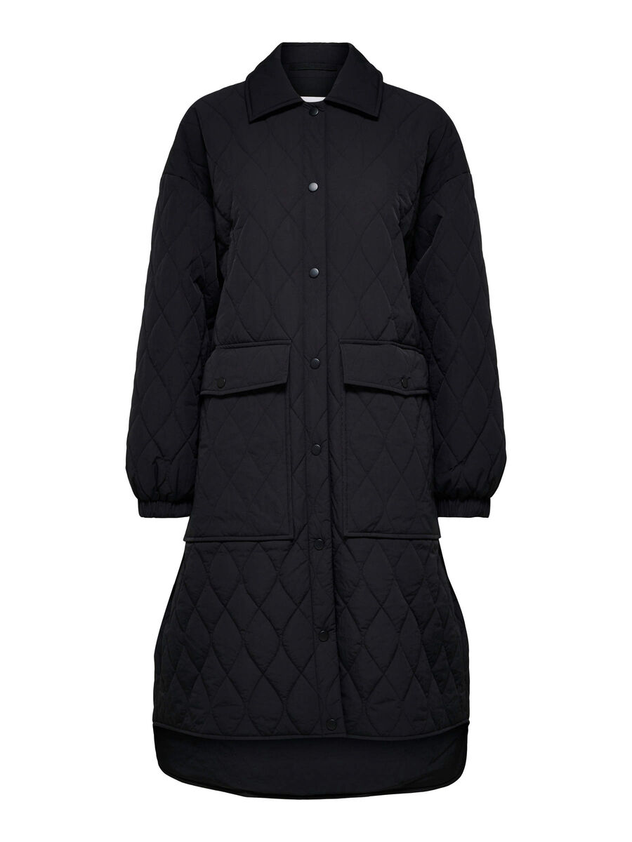 Selected LONG QUILTED JACKET, Black, highres - 16088152_Black_001.jpg