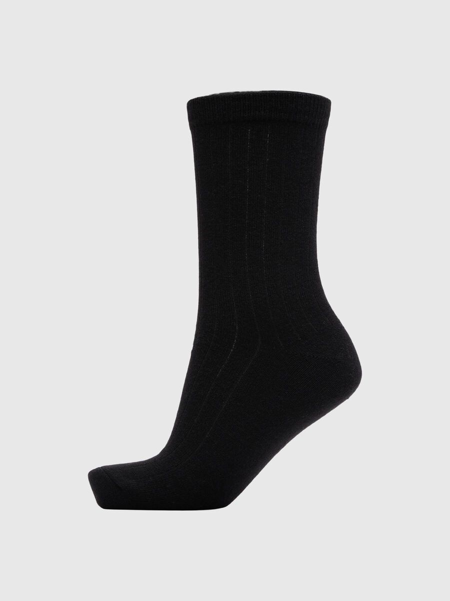 Selected WOOL BLEND RIBBED  SOCKS, Black, highres - 16095324_Black_001.jpg