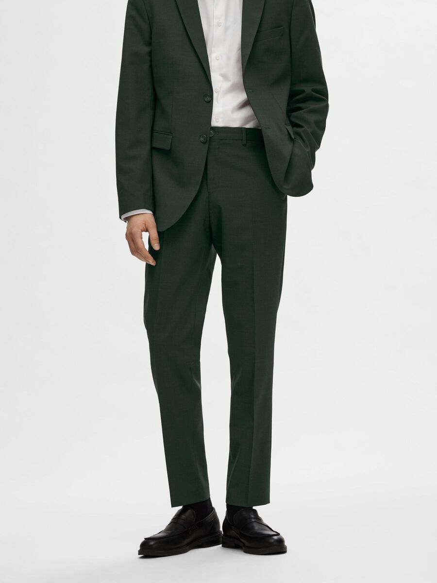 Selected SLIM FIT ULDBLANDING HABITBUKSER, Dark Green, highres - 16085258_DarkGreen_003.jpg