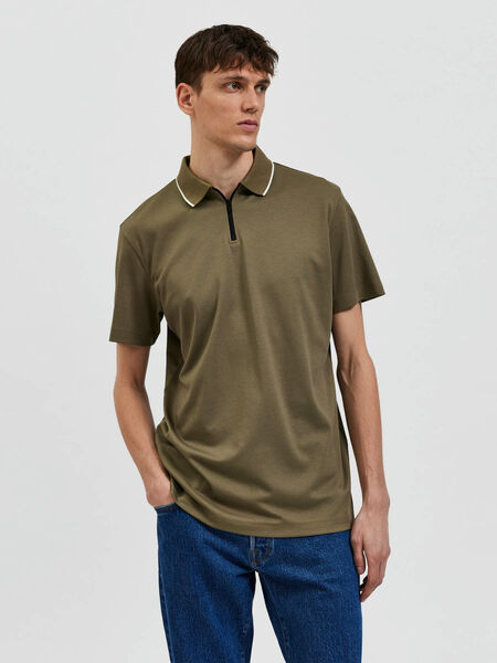 Selected ZIP POLO SHIRT, Martini Olive, highres - 16086029_MartiniOlive_003.jpg