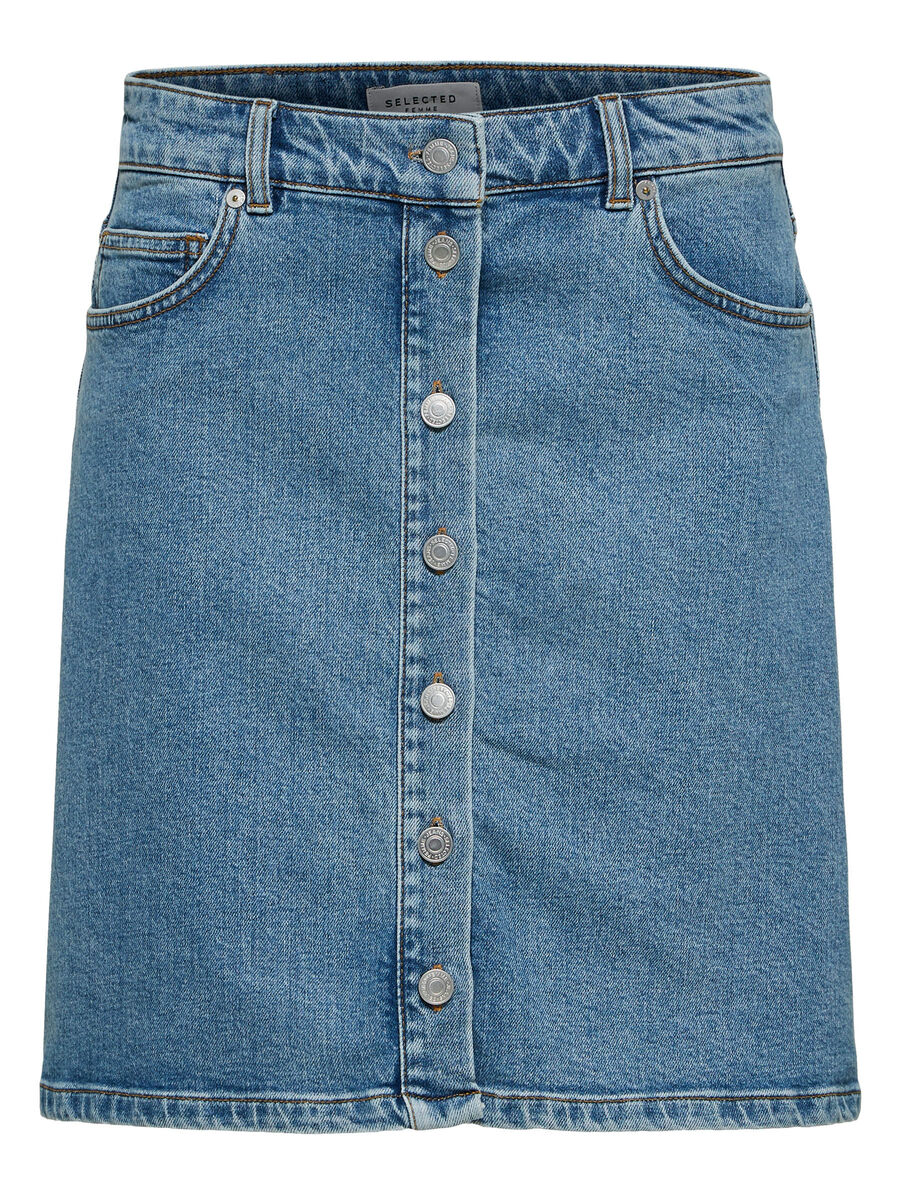 Selected MID WAIST - DENIMSKJØRT, Medium Blue Denim, highres - 16073337_MediumBlueDenim_001.jpg