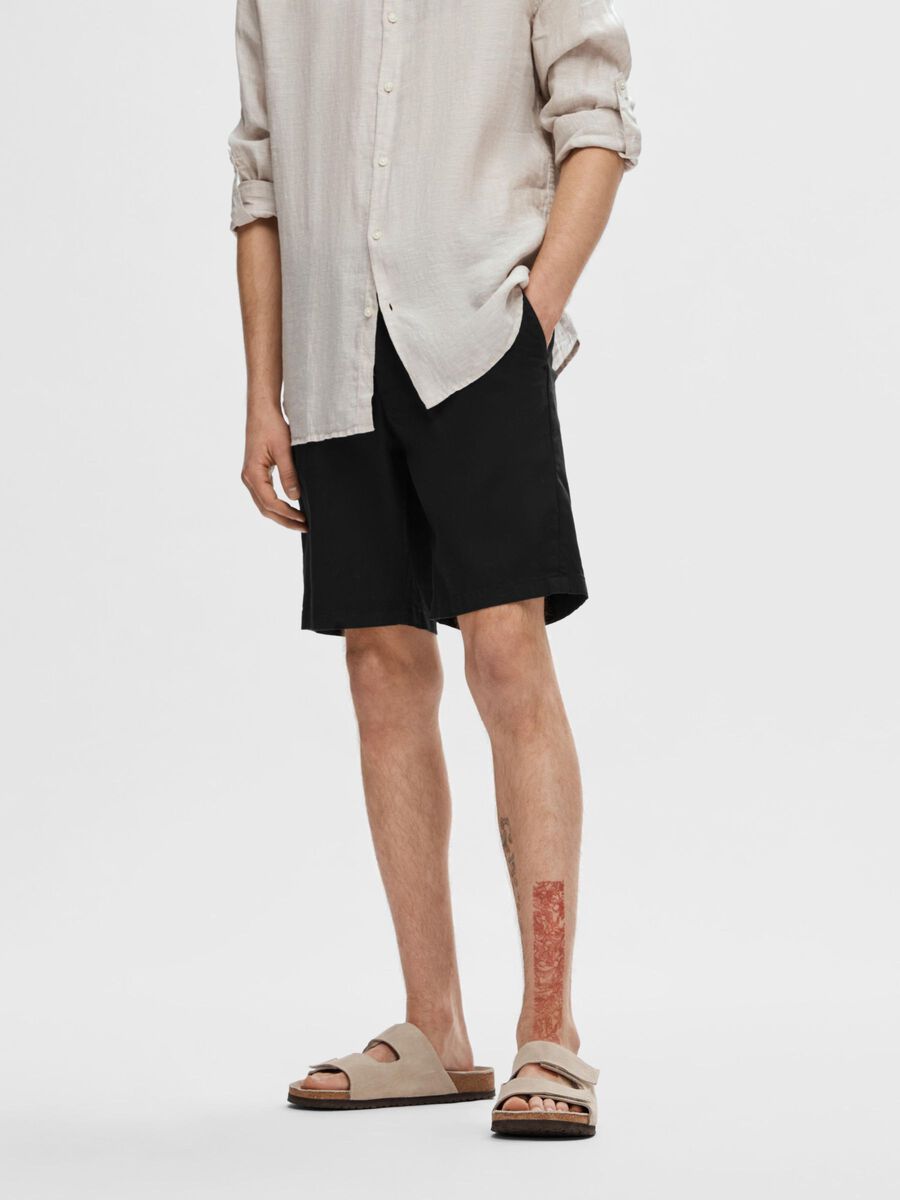 Selected SLIM-FIT CHINO SHORTS, Black, highres - 16092329_Black_003.jpg