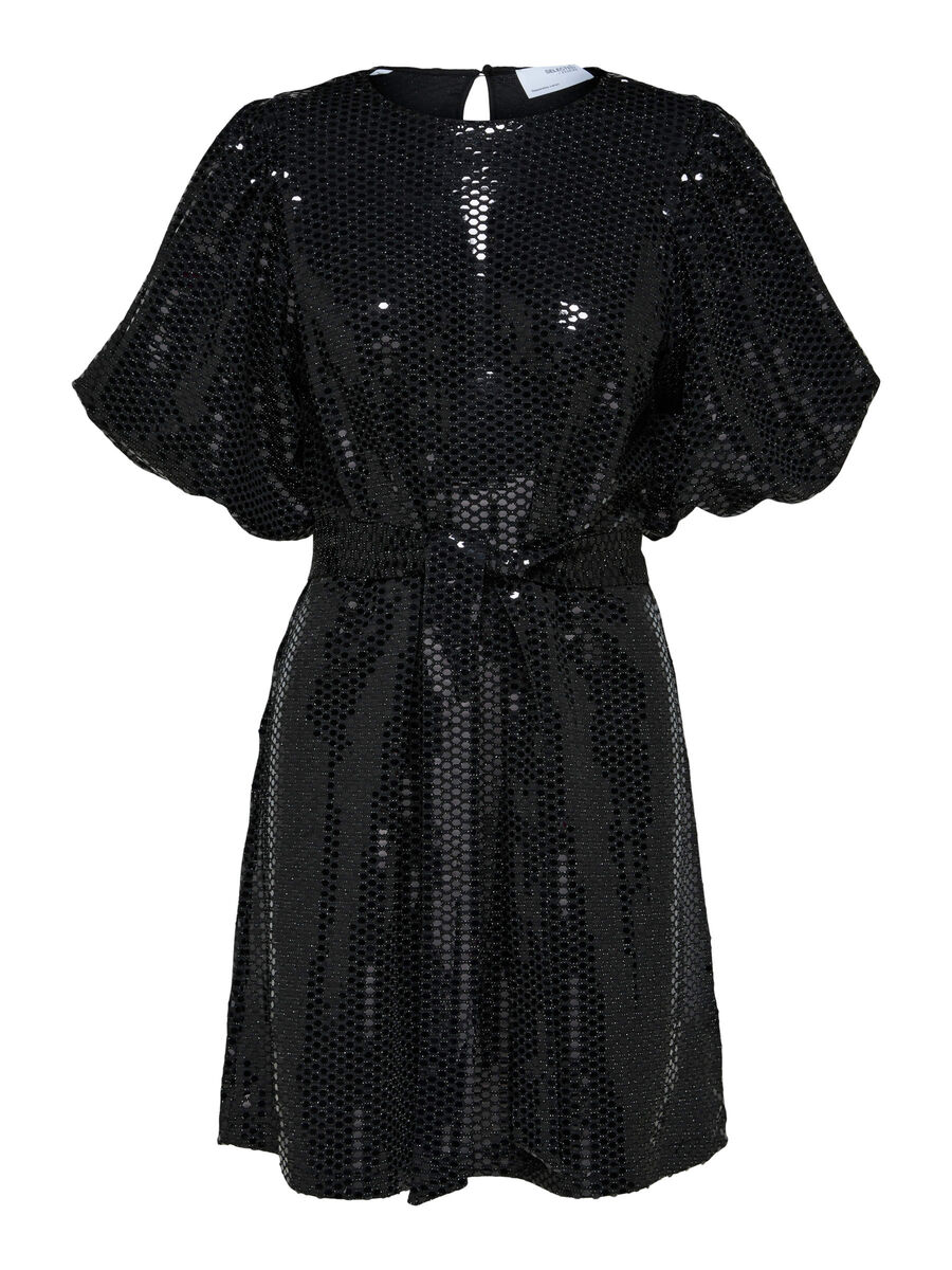 Selected CURVE PAILLET KORT KJOLE, Black, highres - 16089027_Black_001.jpg