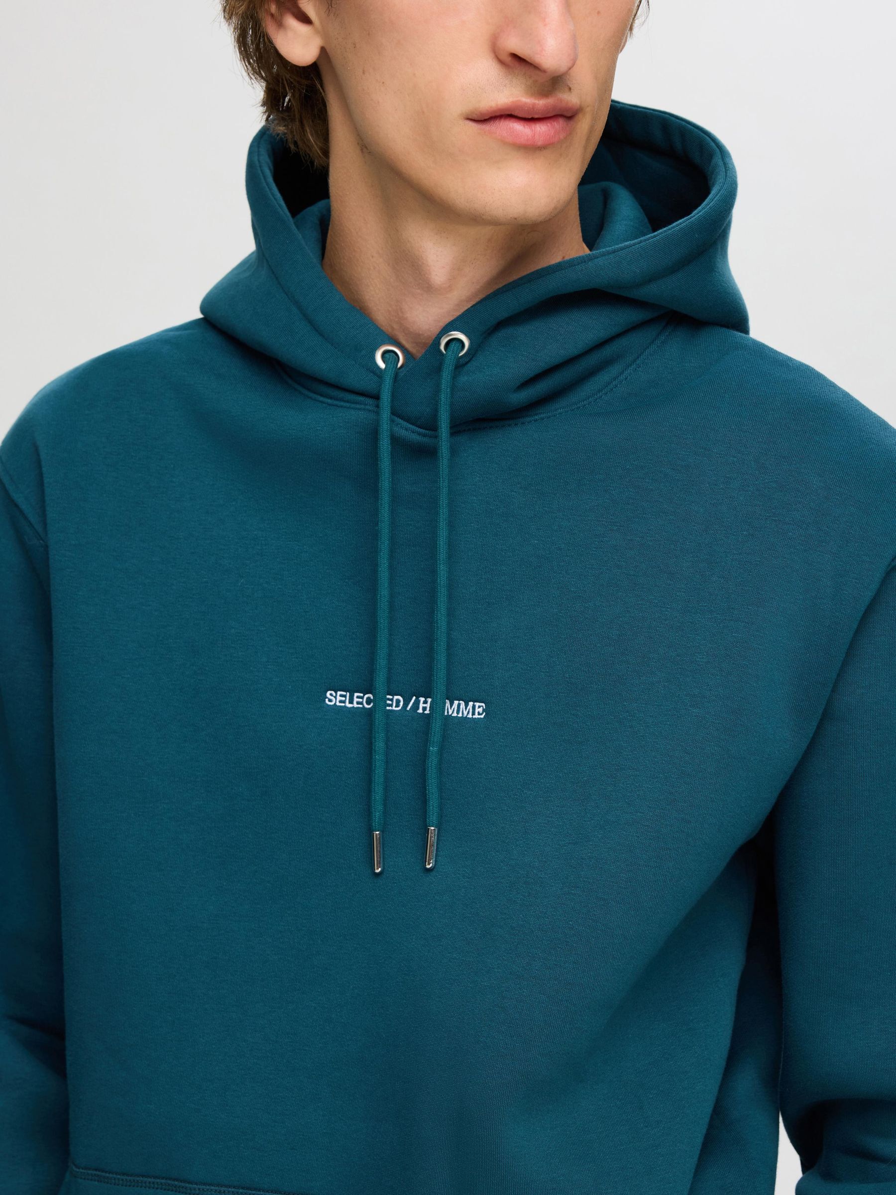 EMBROIDERED HOODIE Blue SELECTED HOMME