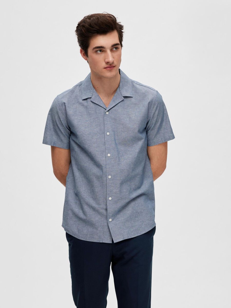 Selected ESTILO INFORMAL CAMISA DE MANGA CORTA, Medium Blue Denim, highres - 16079055_MediumBlueDenim_003.jpg