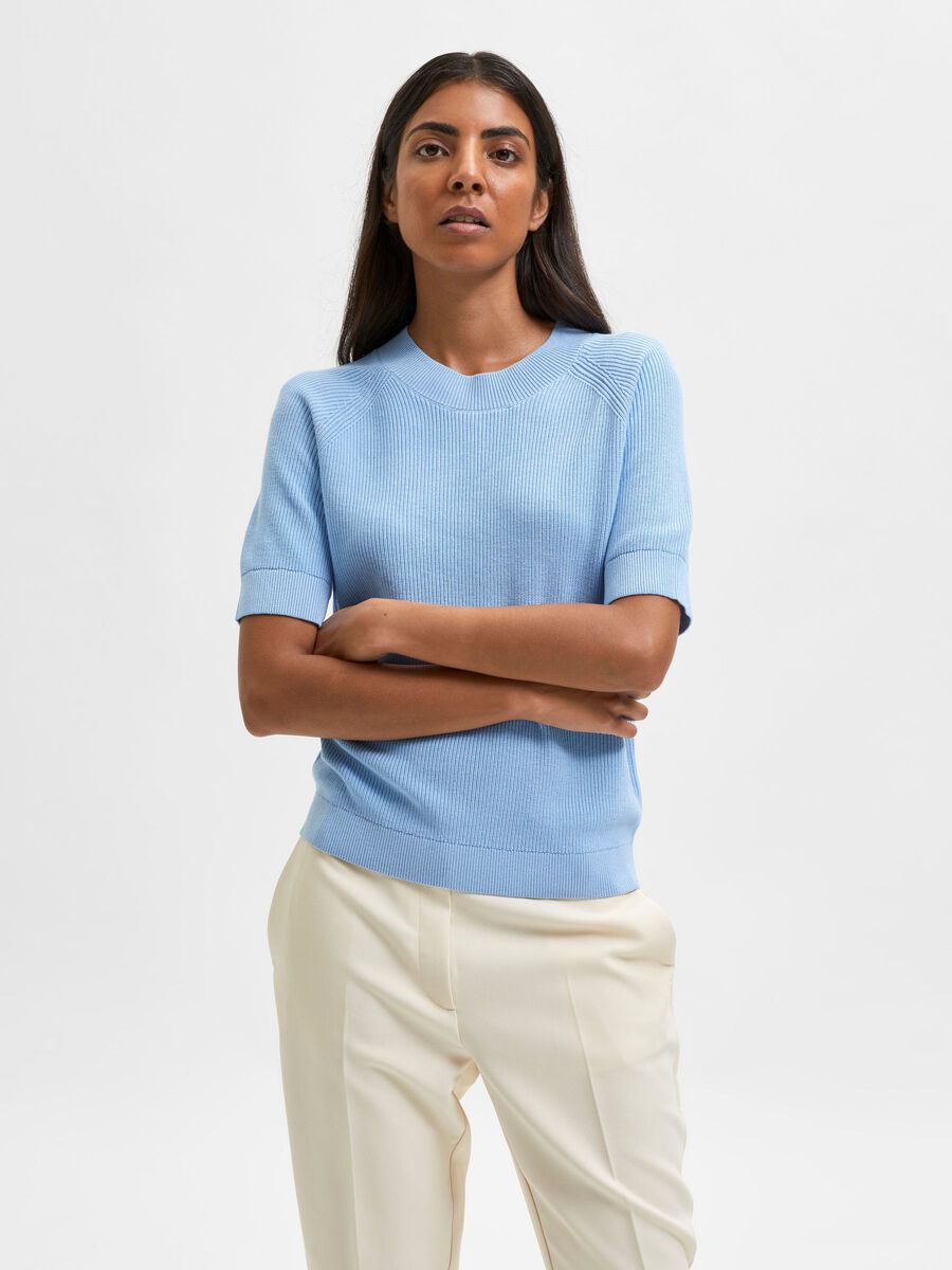 Selected RIBBED KNITTED TOP, Blue Bell, highres - 16082425_BlueBell_003.jpg