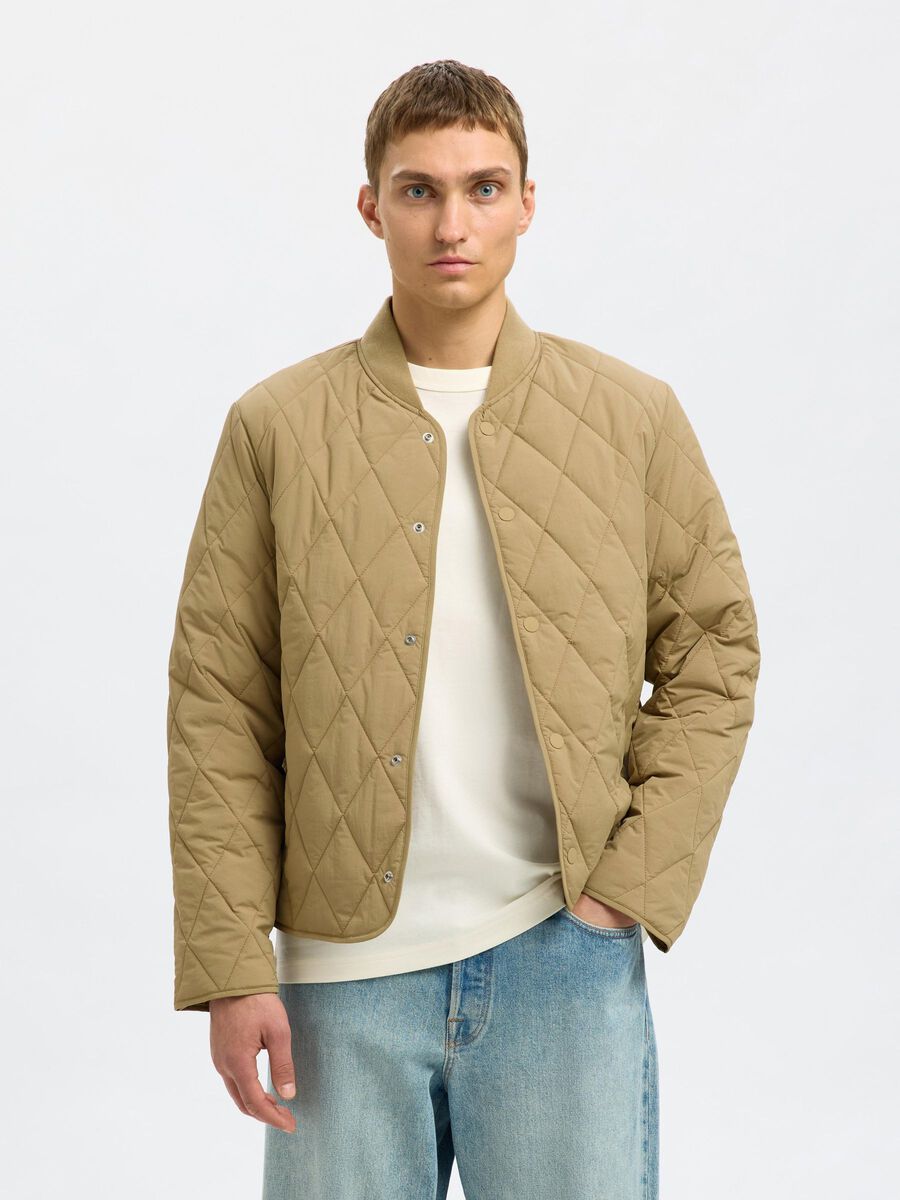 Selected QUILTED PADDED JACKET, Greige, highres - 16099380_Greige_003.jpg