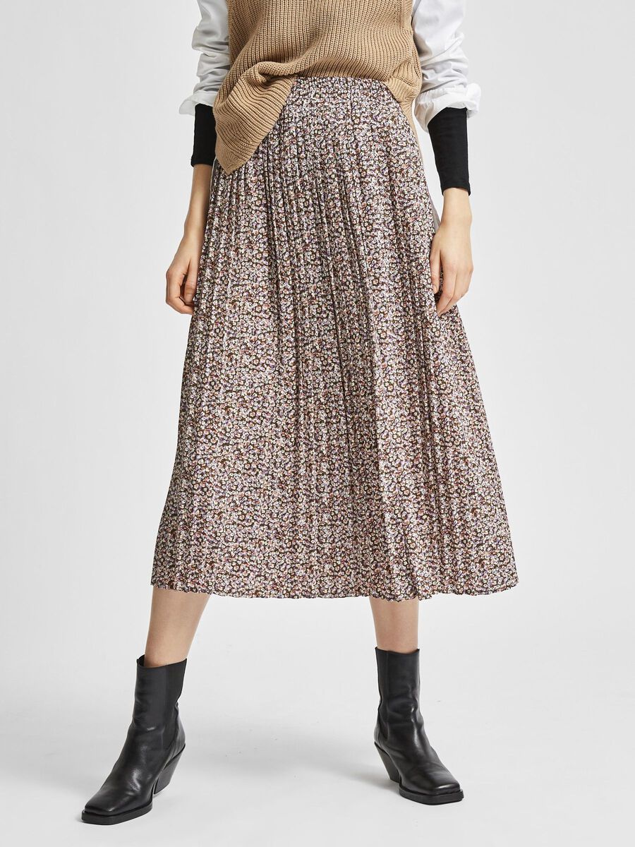 Selected RECYCLED POLYESTER PLISSE PRINT SKIRT, Cappuccino, highres - 16081051_Cappuccino_878524_003.jpg