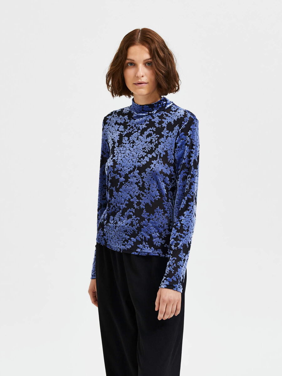 Selected FLORAL LONG SLEEVED TOP, Deep Ultramarine, highres - 16088954_DeepUltramarine_003.jpg