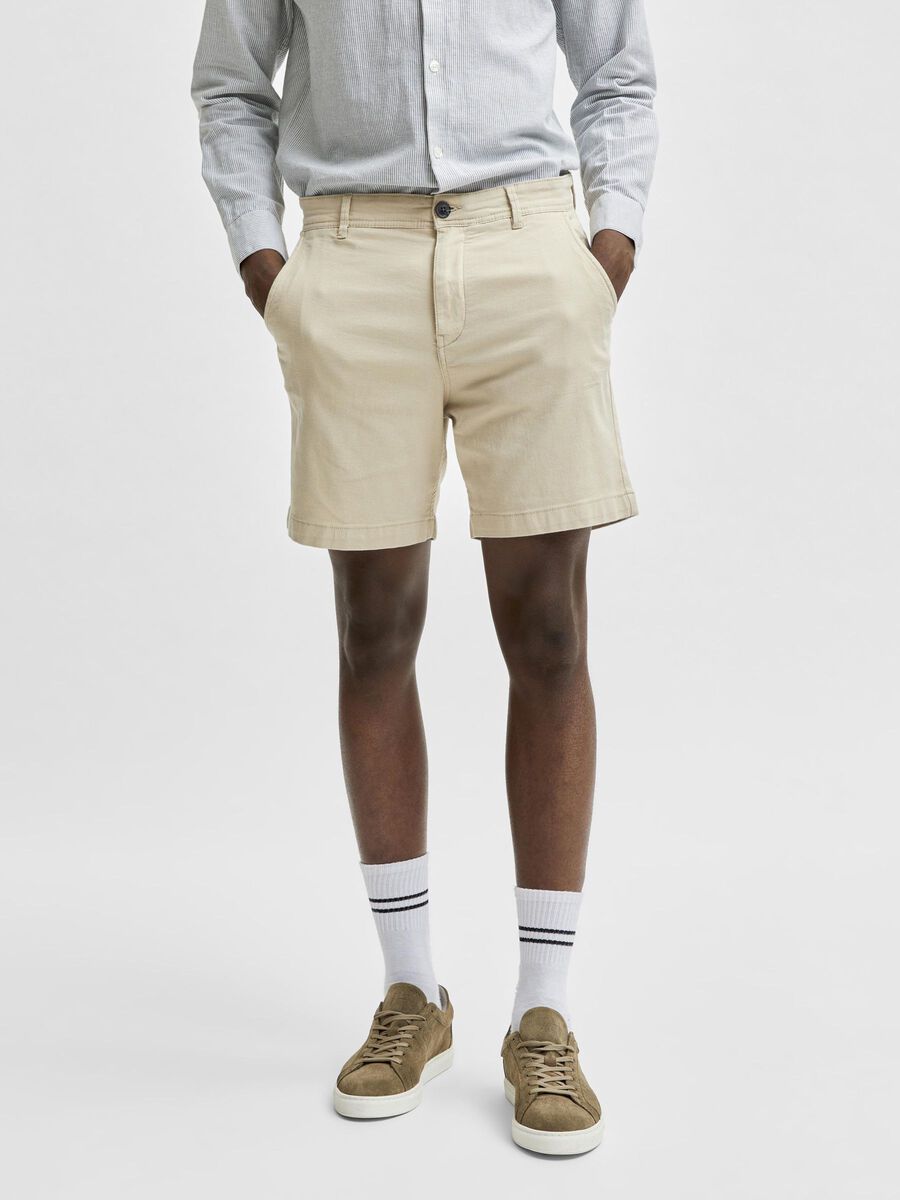 Selected ORGANIC COTTON STRETCH TEXTURED CHINO SHORTS, Turtledove, highres - 16079389_Turtledove_851054_003.jpg