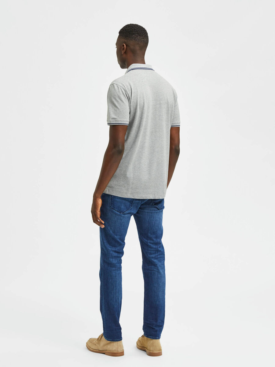 Selected MANCHES COURTES POLO, Medium Grey Melange, highres - 16082841_MediumGreyMelange_004.jpg