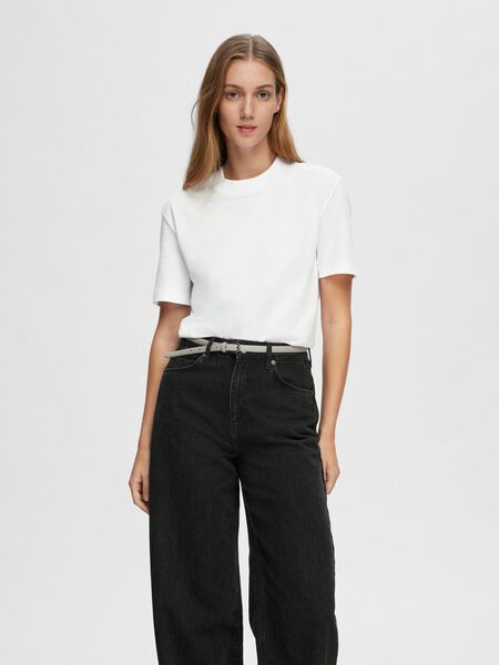 Selected MOCK-NECK T-SHIRT, Bright White, highres - 16092428_BrightWhite_003.jpg
