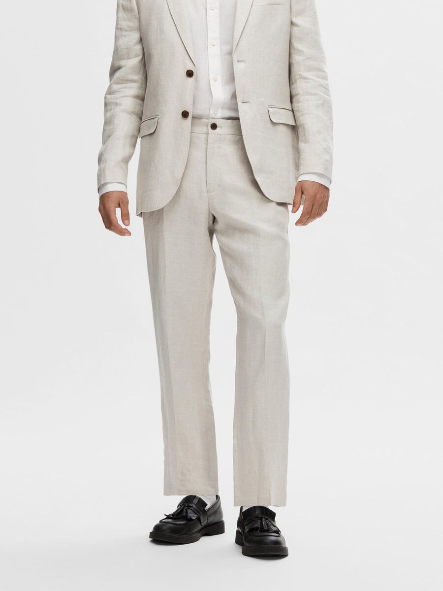 Selected REGULAR FIT LINEN SUIT TROUSERS, Sand, highres - 16092415_Sand_003.jpg