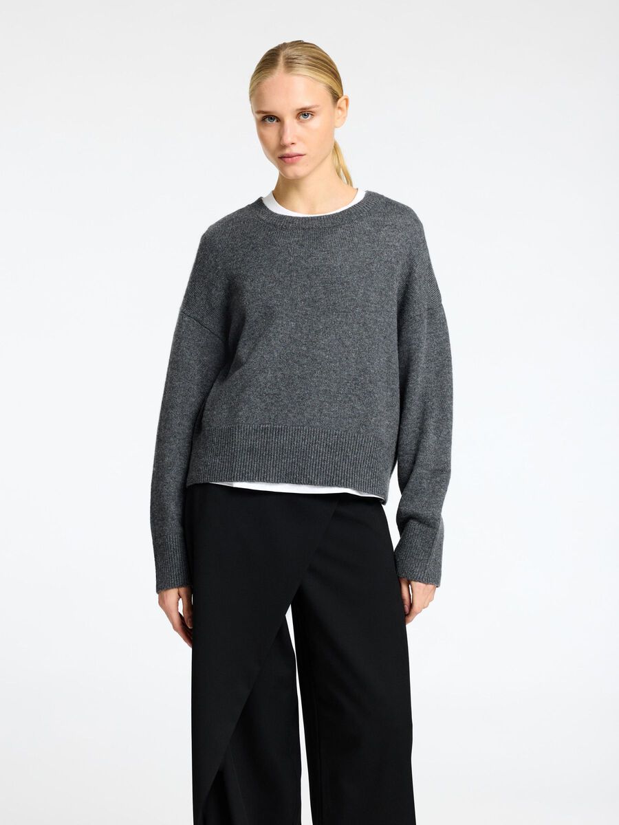 Selected LOOSE FIT WOLMIX SWEATER, Medium Grey Melange, highres - 16093234_MediumGreyMelange_003.jpg