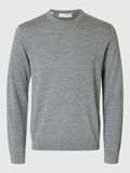 Selected 100% MERINO WOOL CREWNECK JUMPER, Medium Grey Melange, highres - 16094647_MediumGreyMelange_001.jpg