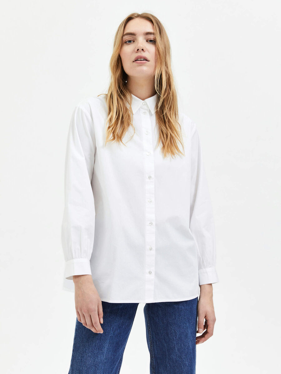 Selected ORGANIC COTTON SHIRT, Bright White, highres - 16085551_BrightWhite_003.jpg