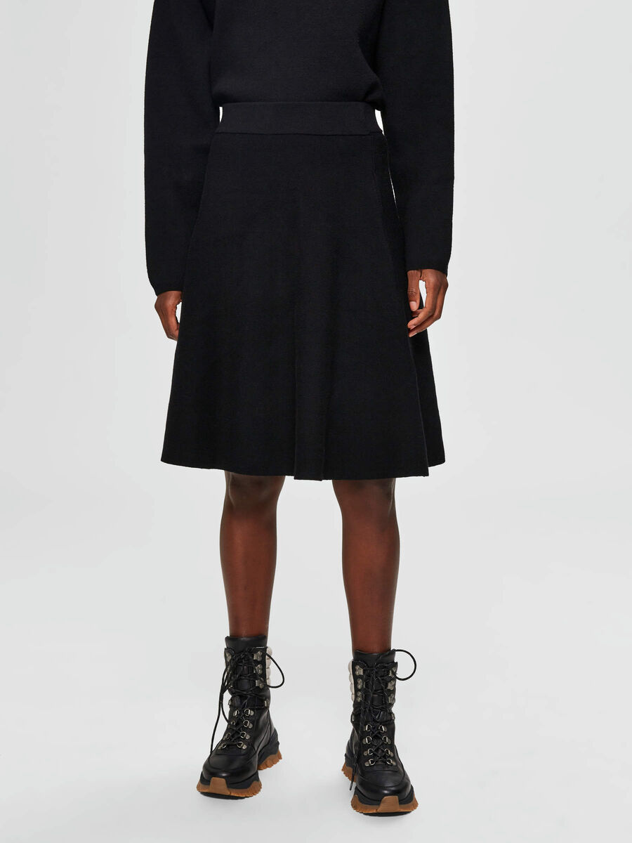 Selected KNITTED - MINI SKIRT, Black, highres - 16075485_Black_003.jpg