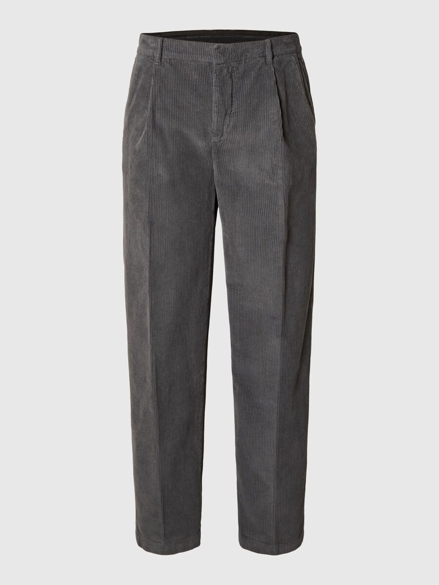 Selected 220 LOOSE FIT CORDUROY TROUSERS, Asphalt, highres - 16094567_Asphalt_001.jpg