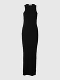 Selected RIBBED COTTON MAXI DRESS, Black, highres - 16096505_Black_001.jpg