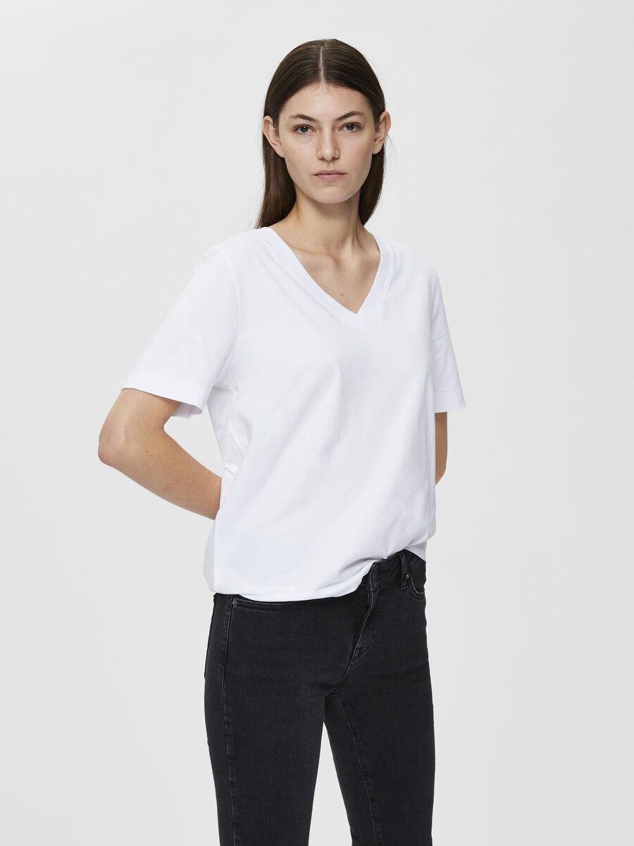 Selected V-HALS T-SHIRT, Bright White, highres - 16065132_BrightWhite_003.jpg