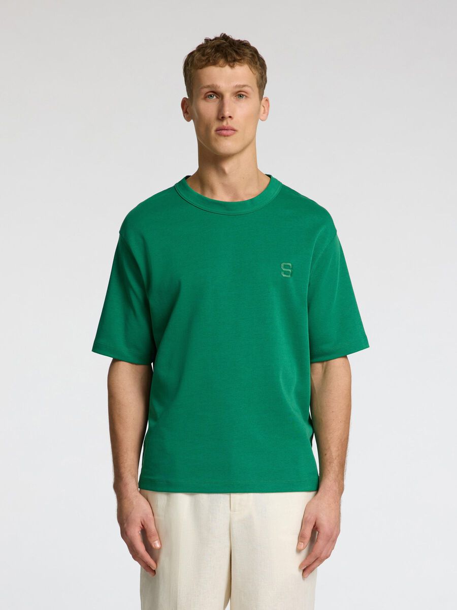 Selected RELAXED FIT CREWNECK T-SHIRT, Verdant Green, highres - 16099030_VerdantGreen_003.jpg