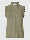 Selected SLEEVELESS RUFFLE DETAIL TOP, Vetiver, highres - 16096447_Vetiver_001.jpg