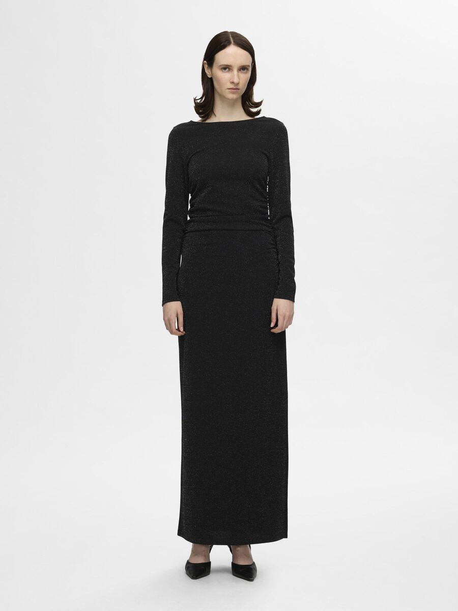 Selected REVERSIBLE GLITTER MAXI DRESS, Black, highres - 16094971_Black_003.jpg