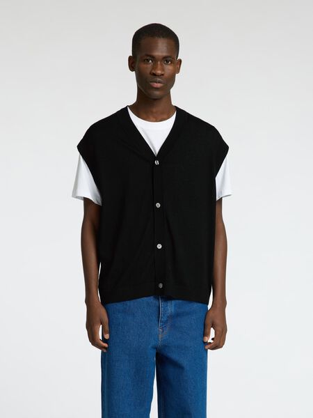 Selected 100 % LAINE MÉRINOS GILET TRICOTÉ, Black, highres - 16097815_Black_003.jpg