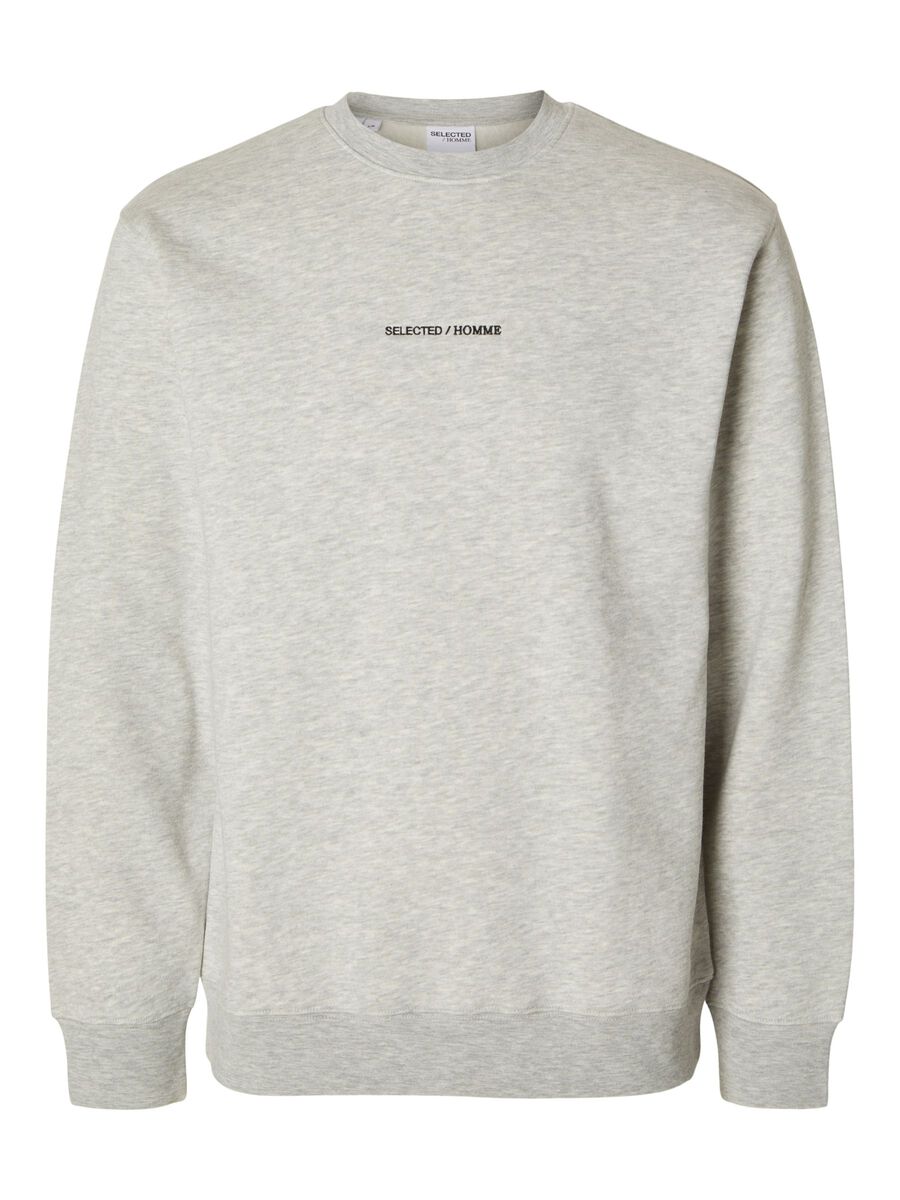 Selected GEBORDUURD SWEATSHIRT, Light Grey Melange, highres - 16090431_LightGreyMelange_001.jpg