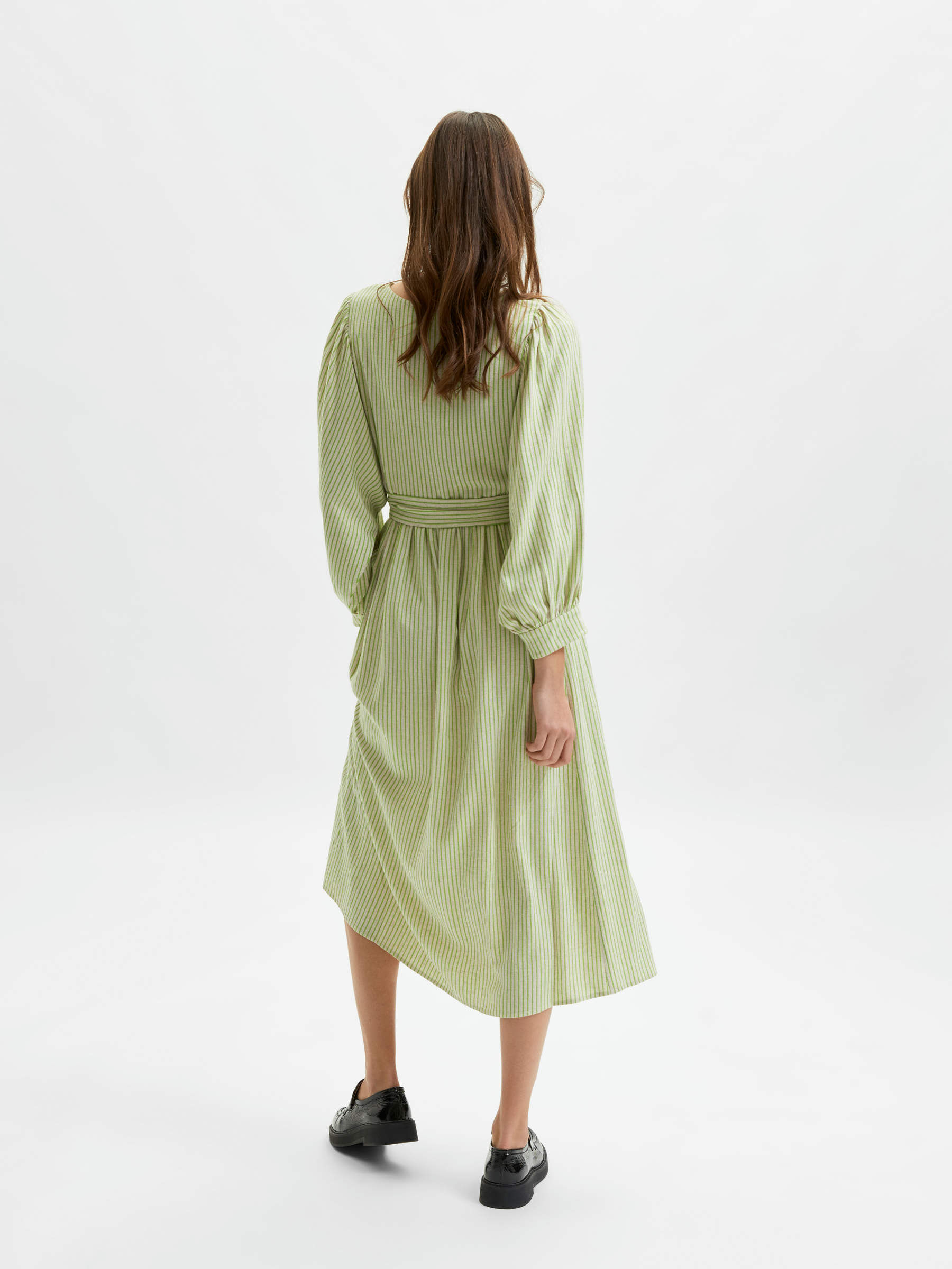 GESTREIFTES MIDIKLEID | Grün | SELECTED FEMME®