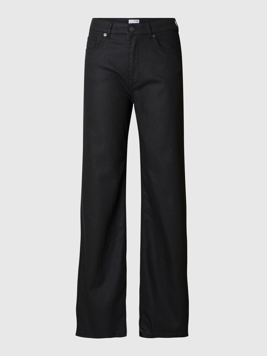 Selected COATED WIDE FIT JEANS, Black Denim, highres - 16095704_BlackDenim_1148165_001.jpg